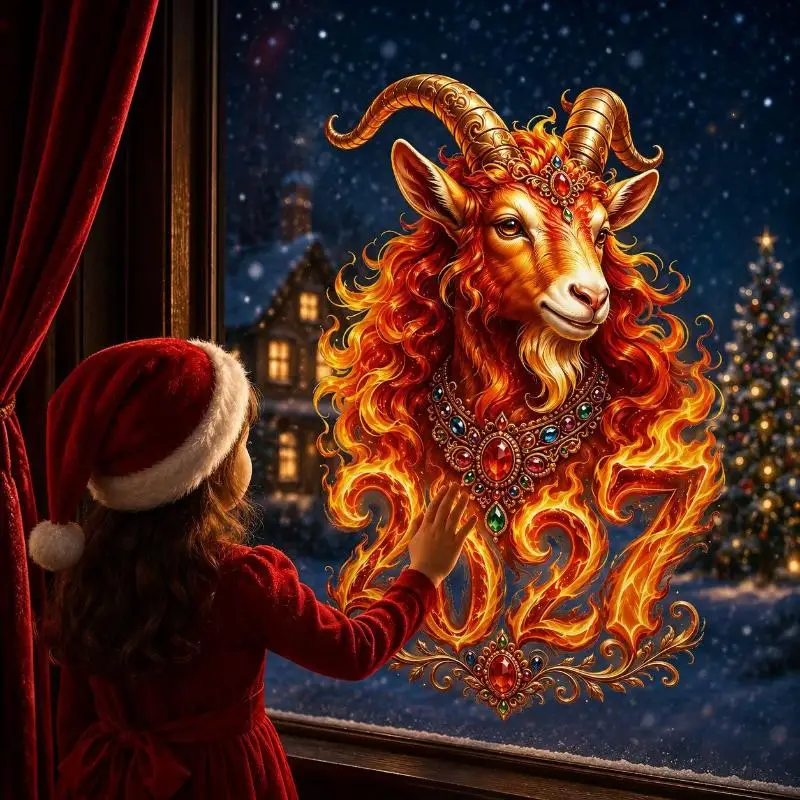 2027 Year Of The Sheep Zodiac Wall Stickers Detachable Festival Glass Window Decor Art Wallpaper For Living Room Home Decor