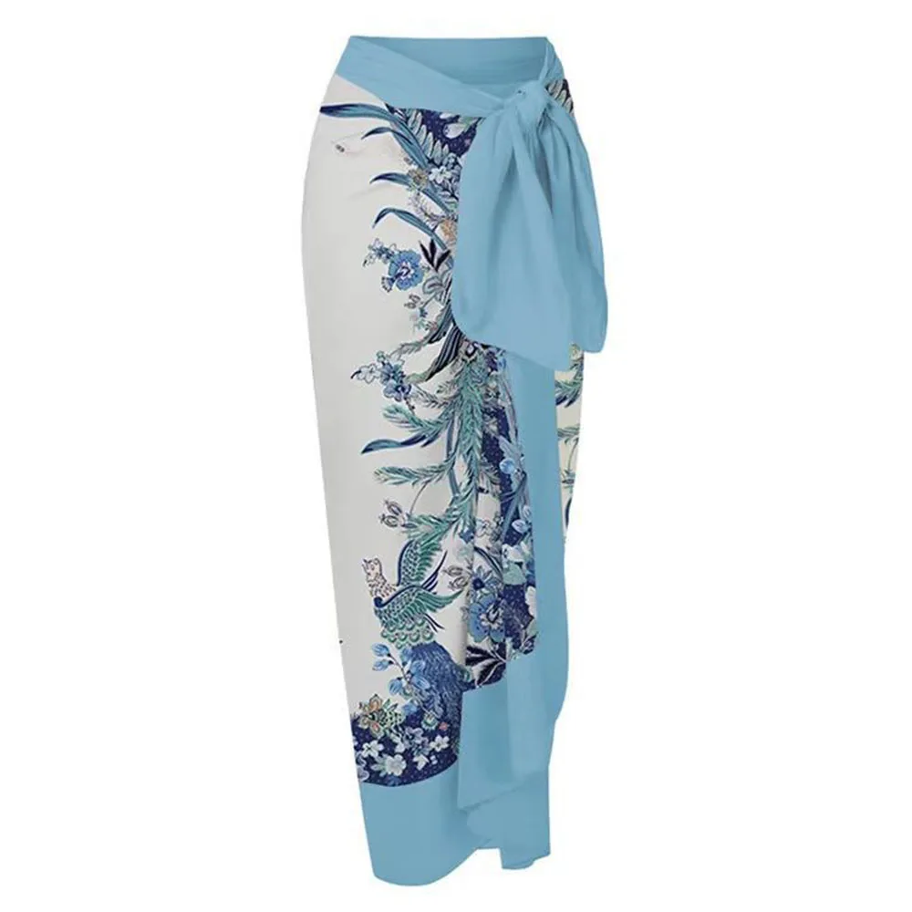 女性の夏のプリントボディスーツ水着マルチカラーシフォンドレスボディハグ接続水着ビーチウェアやプールパーティー用