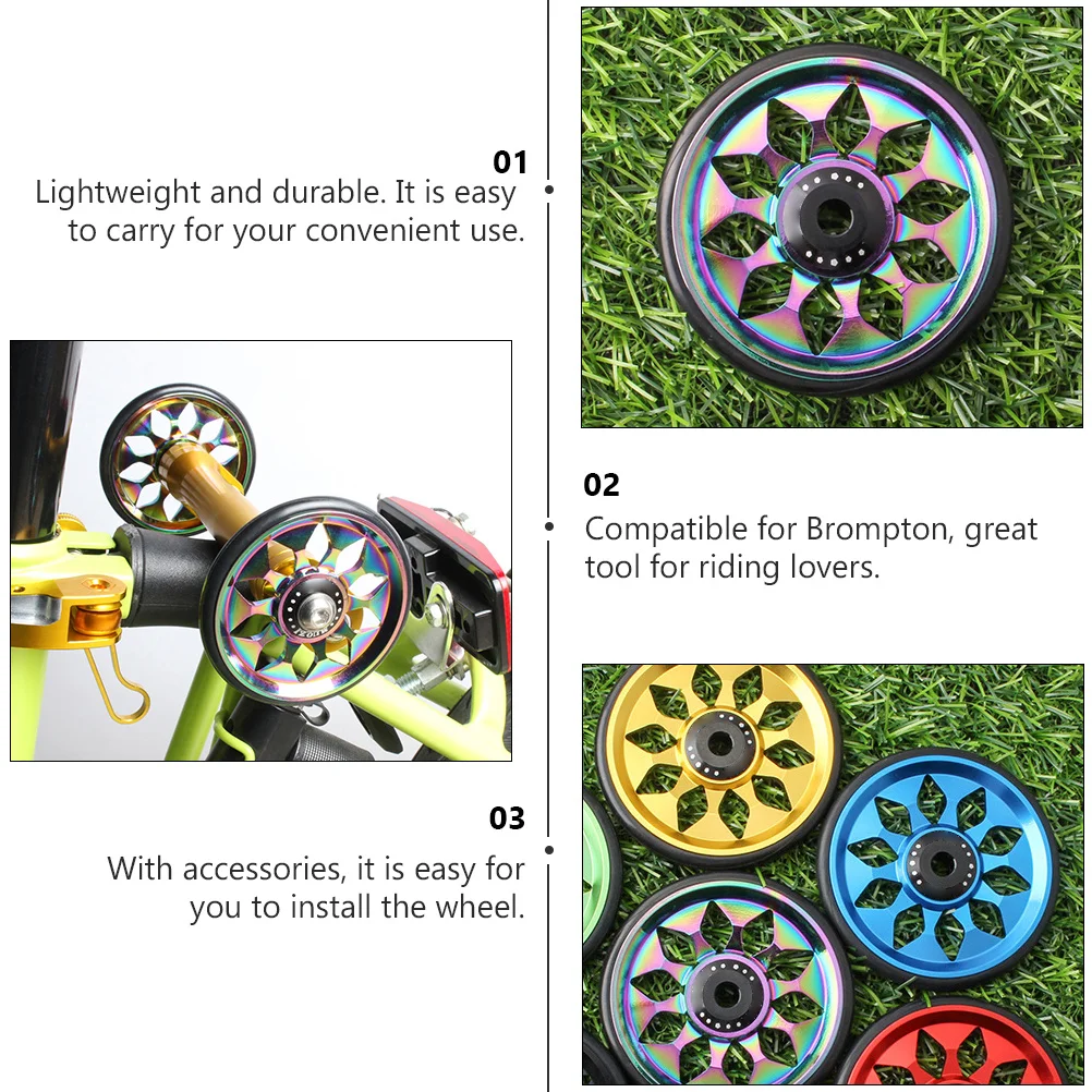 1Set Folding Bike Easy Wheel Aluminium Alloy High Strength Scratch Resistant Wear Resistant Durable Cycling Supplies