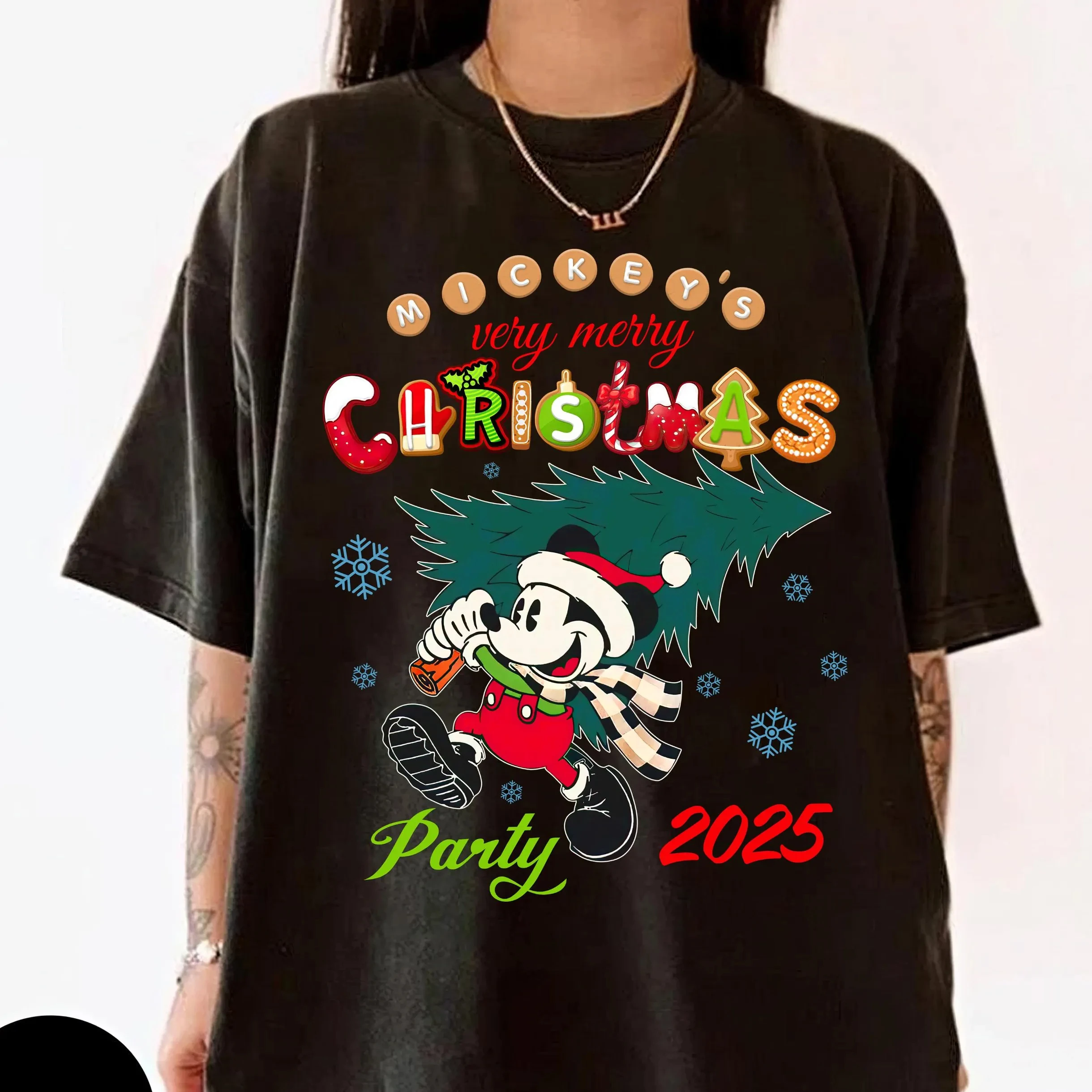

Disney Classic Mickey Mouse Very Merry Christmas Party 2025 Tee, Mickey Around The Christmas Tree Sweatshirt,Mickey's Very
