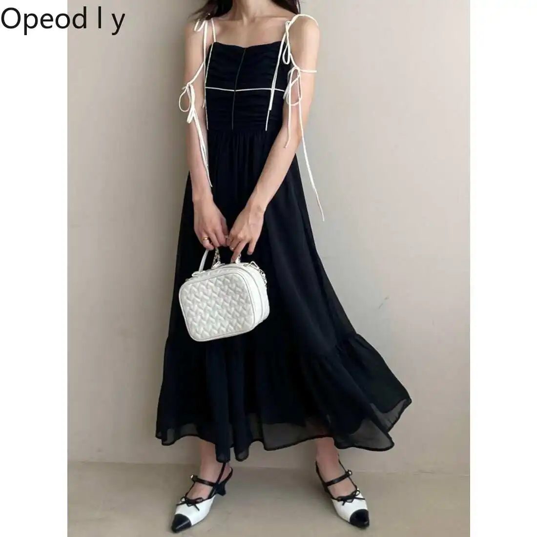 

Japanese Sweet Cute Polka Dot Plaid Suspender Dress 2026 Summer New Fashion Slim Office Women's Daily Commuting Style Long Dress