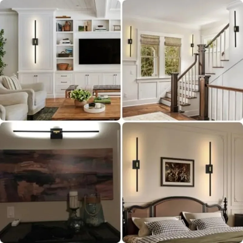 Battery Operated Wall Sconces Set of 2: 10000mAh Rechargeable Wall Lights with Remote Control 360° Rotate Wireless Wall Scone D