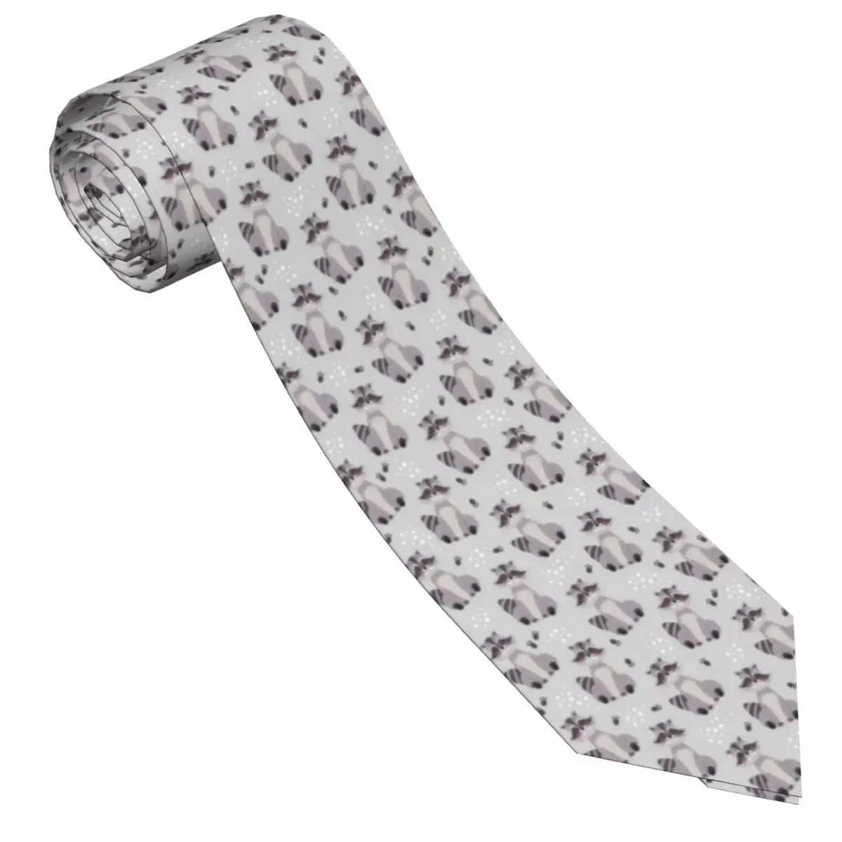 Mens Tie Classic Skinny Raccoon Cute Neckties Narrow Collar Slim Casual  Accessories Gift