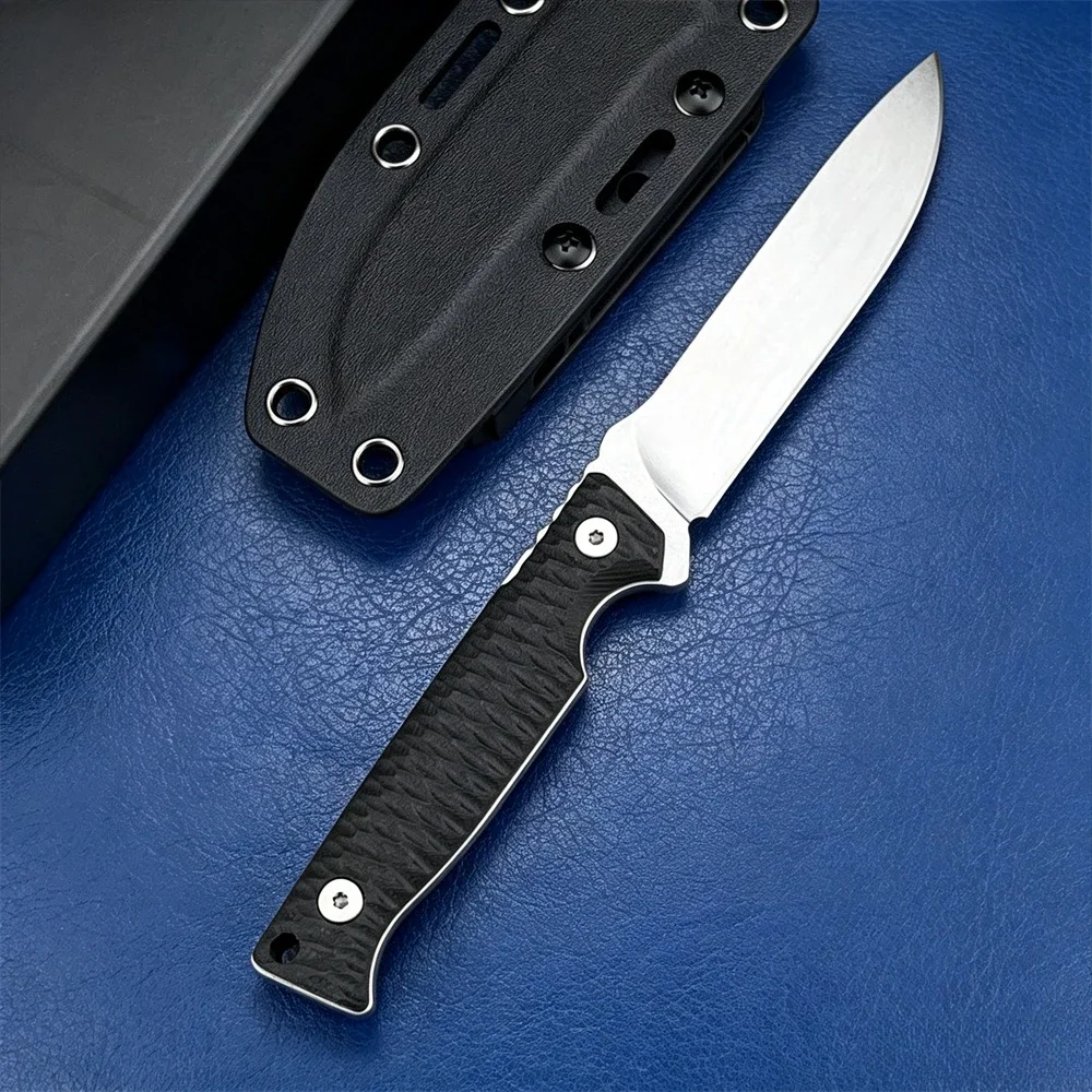 Fixed Blade Knife, 8Cr13MoV Steel Multi‑Purpose Knife, Textured Anti‑Slip G10 Handle with Protective Sheath for Camping Outdoor