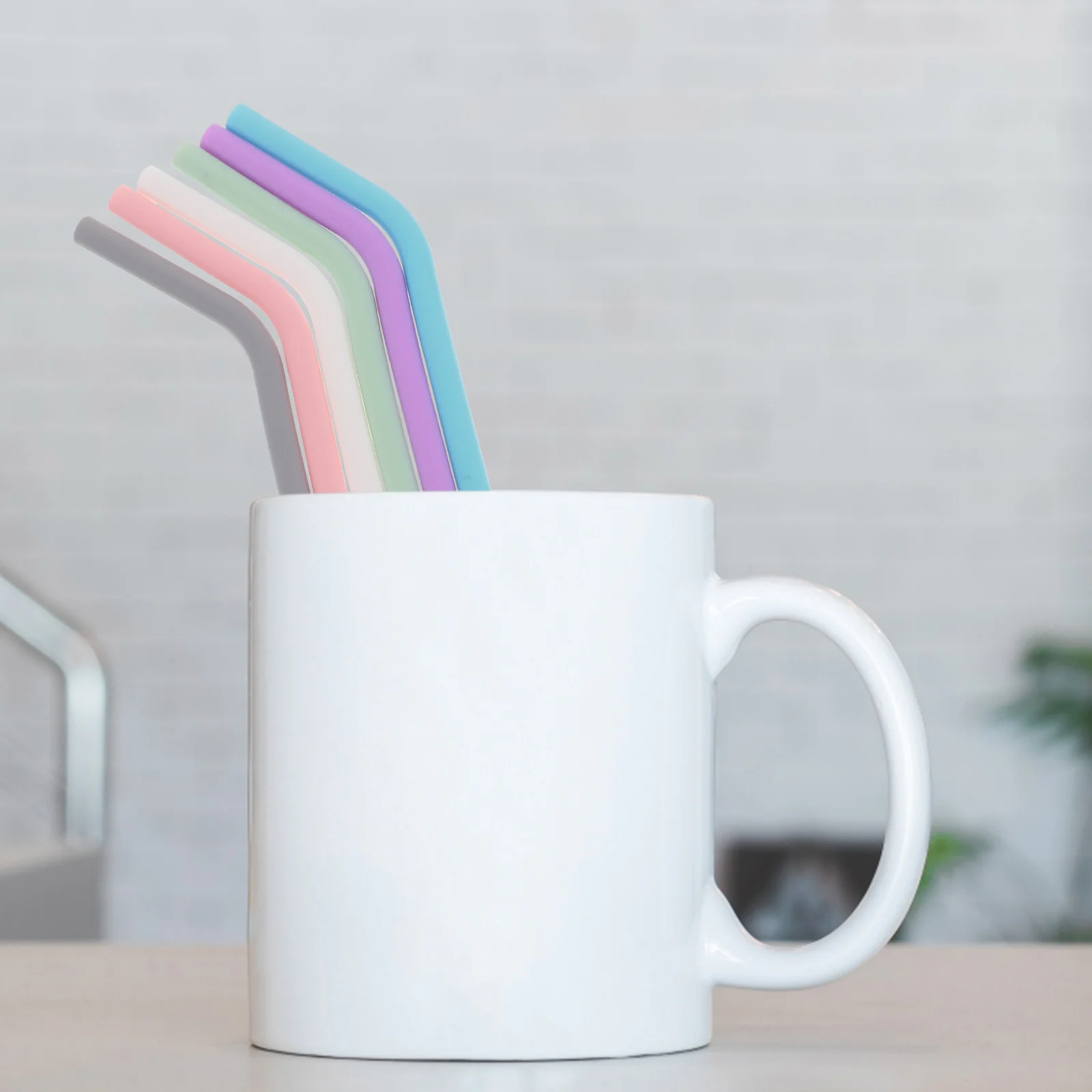 

1 set 1 Set Of Silicone Straws With Cleaning Brush Reusable For Coffee Milk Tea Wine Tumbler Party Travel Home Office Barbecue