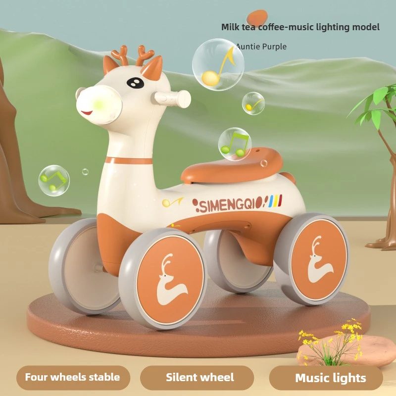 Czterokołowy rowerek dla dzieci z oświetleniem muzycznym Chodzik dla niemowląt Pierwsza jazda na rowerze na zabawki Prezenty dla dzieci w wieku 1-3 lat