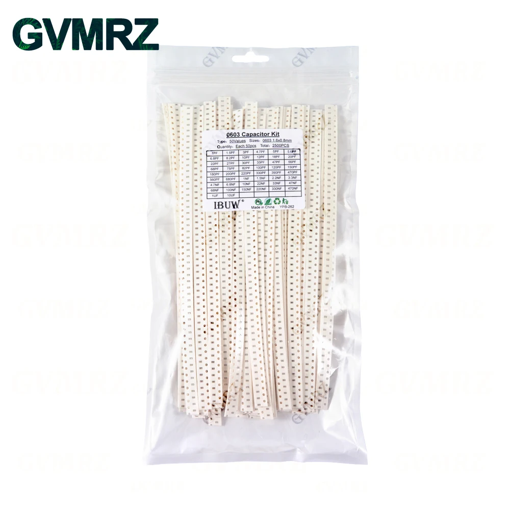 0402 0603 0805 1206 SMD-Keramikkondensator-Sortiment-Kit 1 pF – 10 uF 100PF 10NF 100NF 0,47 UF 1 UF Chip-Kapazitätsset