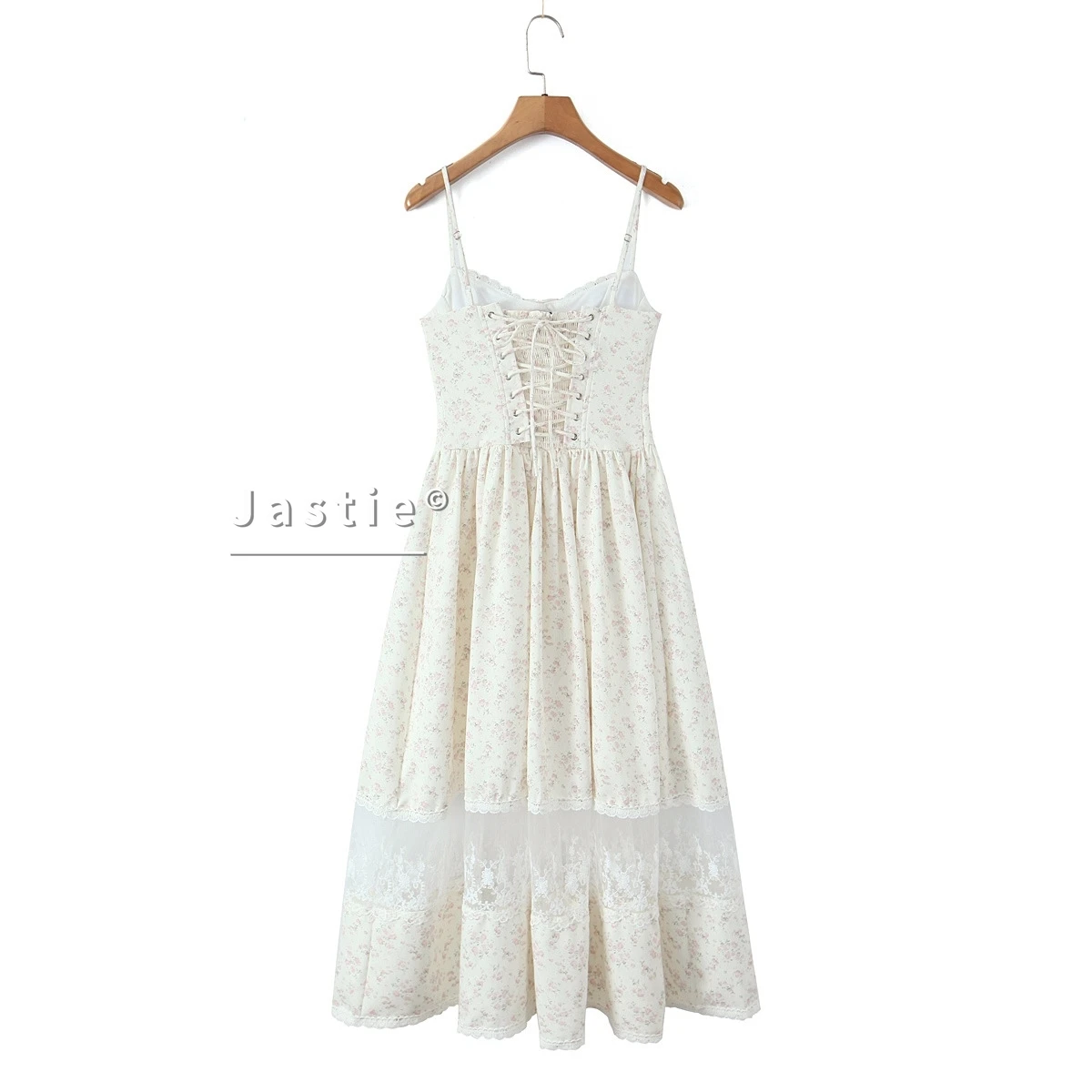 Vestido Midi con tirantes y estampado Floral de retazos de encaje para niñas elegantes, vestidos bohemios de verano para vacaciones en la playa, bata con cordones 2026