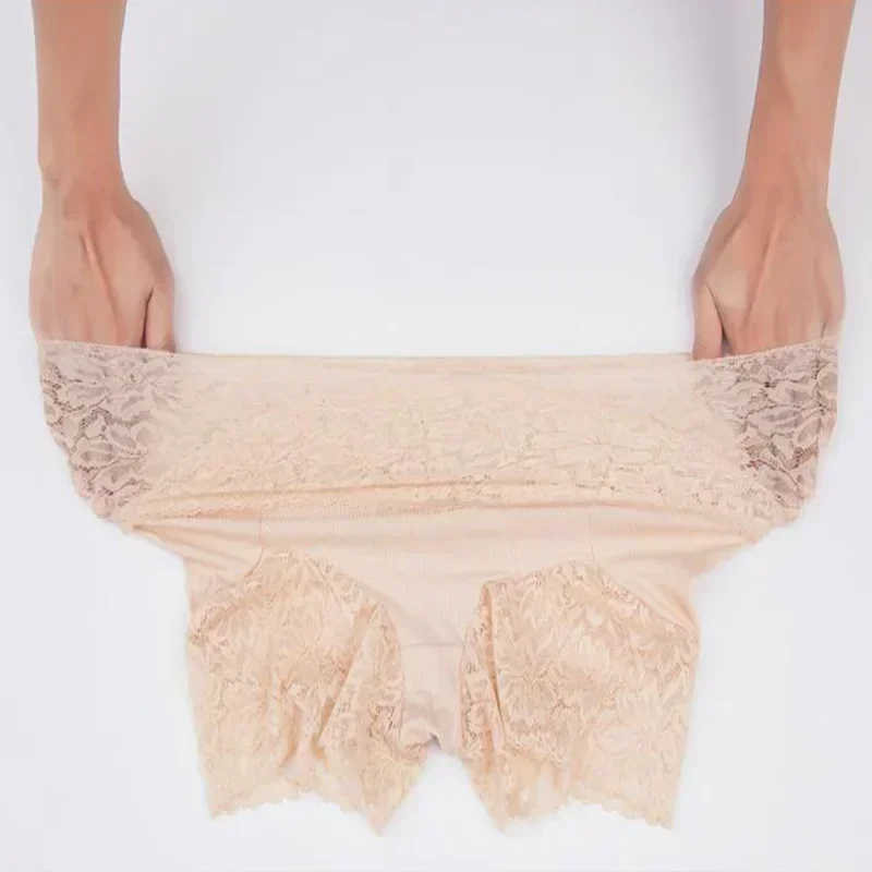 Short de sécurité en dentelle pour femmes, sous-vêtements sexy sans couture, culotte taille haute, en coton