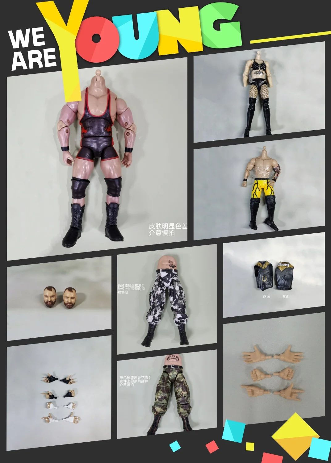 Genuine Bulk Cargo 1/12 Scale AEW Wrestler Body Parts Hand Model Clothing Accessories For 6inchs Action Figure Body