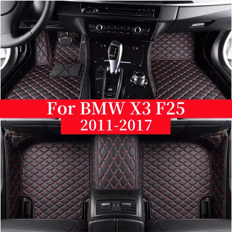

Car Floor Mats For BMW X3 F25 2011 2012 2013 2014 2015 2016 2017 Flash Mat Leather Custom Foot Pads Automobile Carpet Cover