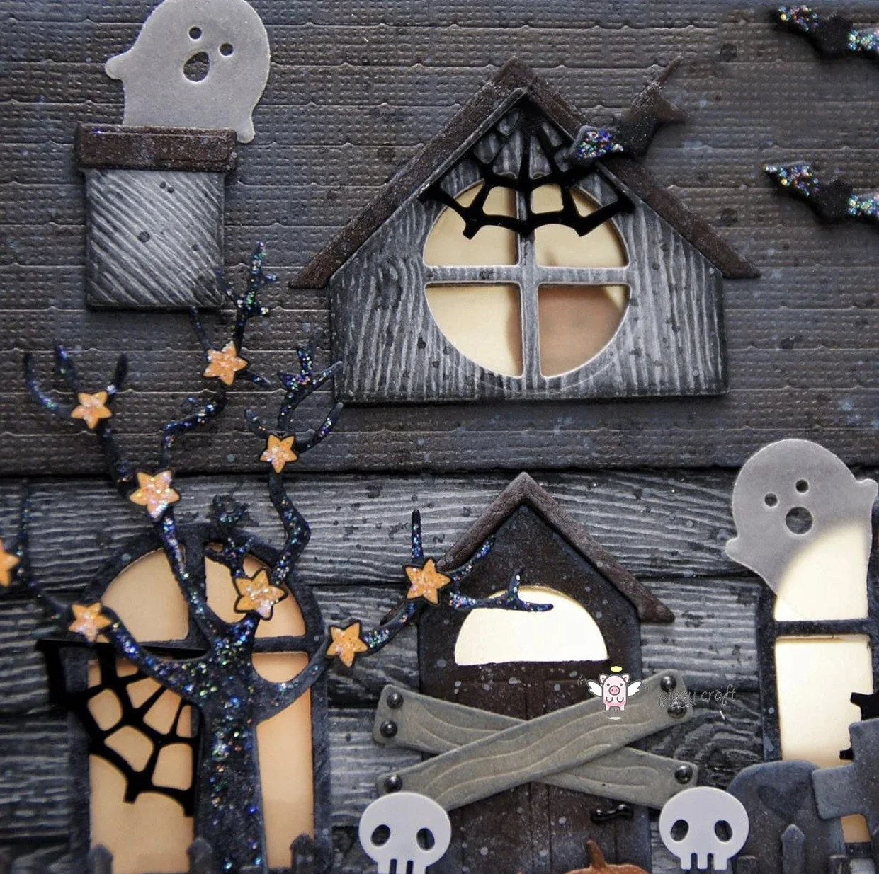 Piggy Craft metalowe matryce do wycinania matryce Ghost Halloween house Scrapbook papier rzemiosło nóż forma ostrze dziurkacz szablony matryce