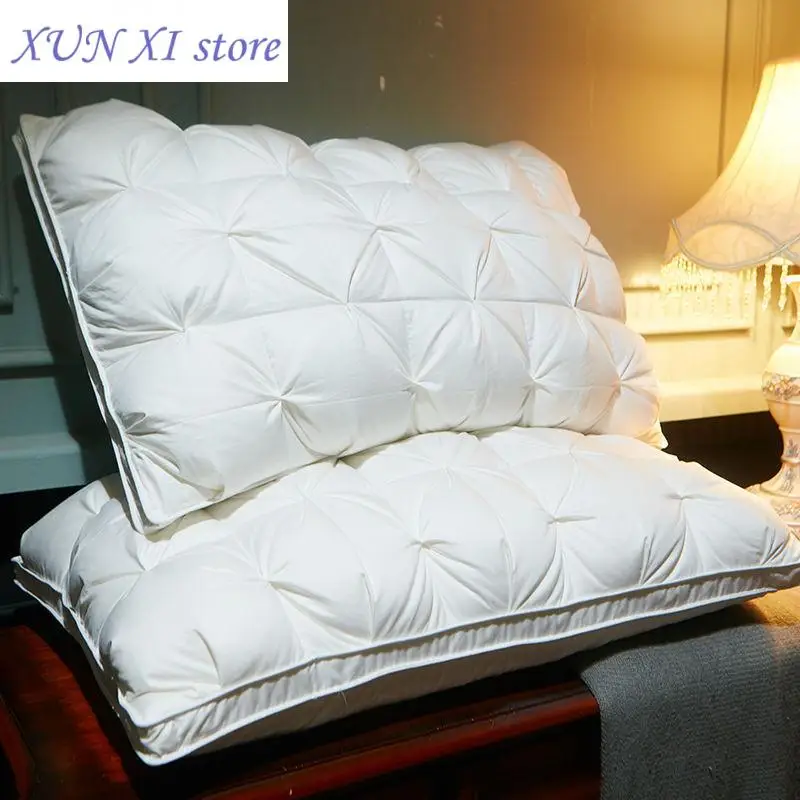 

New European White Down Cotton Pillow Core Rectangle Grey Bedroom Sleep Hotel Lumbar Pillow Down Mid-high Cervical Pillow