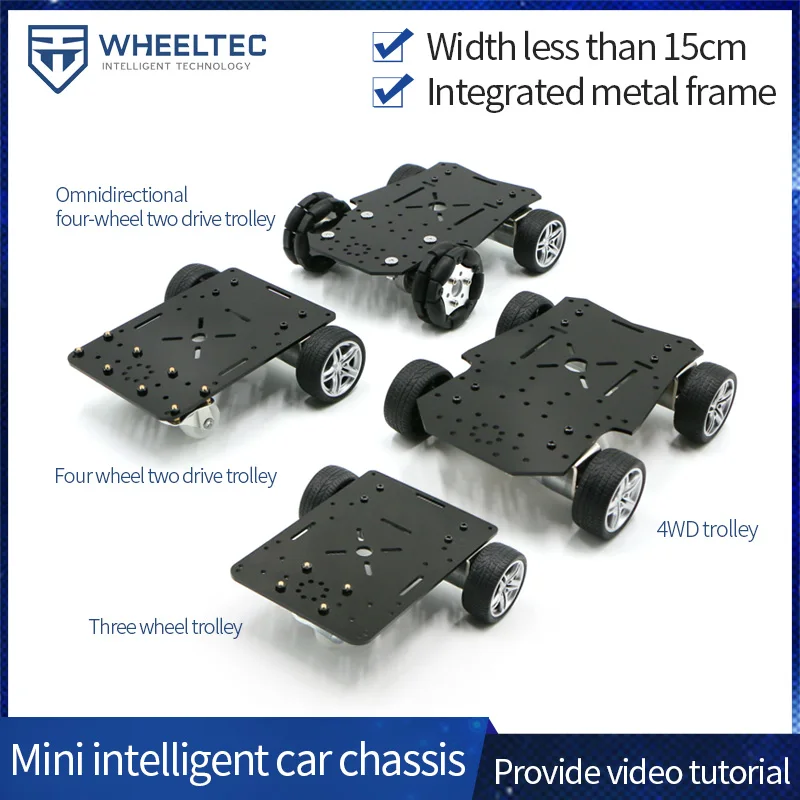 Mini three wheel differential car four wheel drive car intelligent car chassis 2WD 4WD with encoder wire feeding