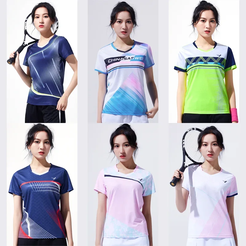 

2024 new badminton jersey men's and women's short sleeved top, quick drying table tennis jersey, breathable competition sportswe