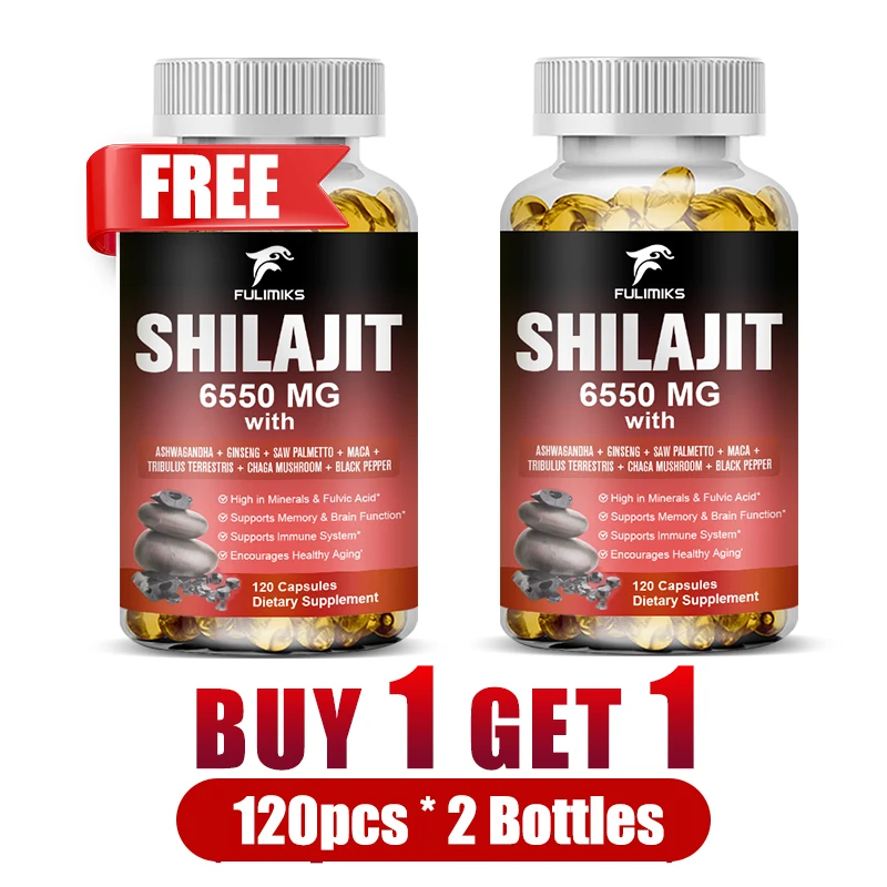 

Shilajit Supplement Capsules, Antioxidant, Immune Booster, Energy & Mood Support, Emotional Balance, for Men & Women
