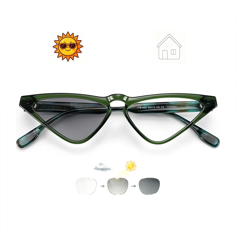 Myopia glasses for women, triangle cat eyes, photochromic myopia glasses, acetate frame prescription glasses, customized
