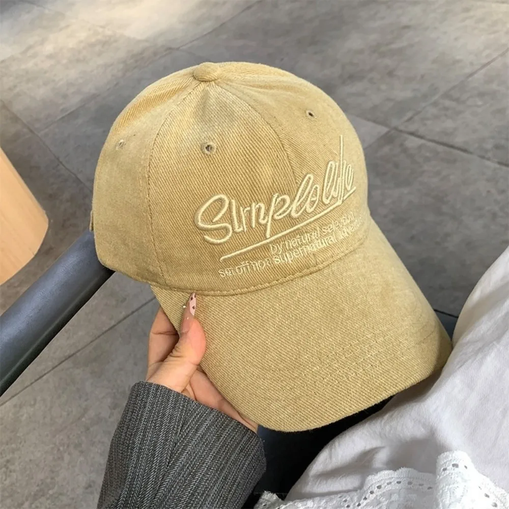 

Sunscreen Embroidered Baseball Cap Sport Lightweight Letters Wide Brim Hat Versatile Style Small Face Design Duck Tongue Hat