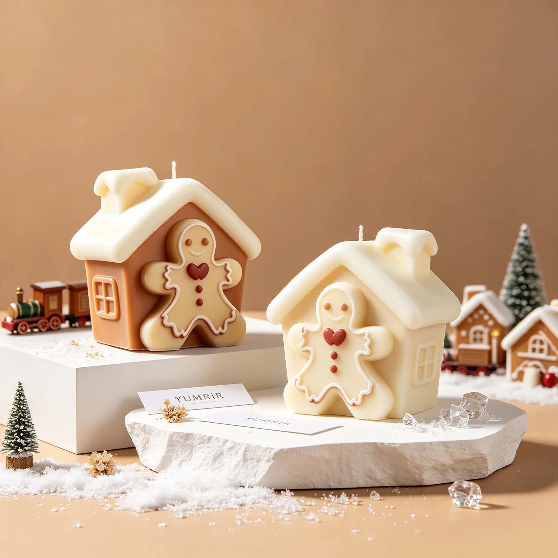 Christmas Gingerbread House Silicone Mold Easy Demold DIY Aroma Candle Epoxy Resin Plaster Winter Holiday Table Ornament Mould view 4