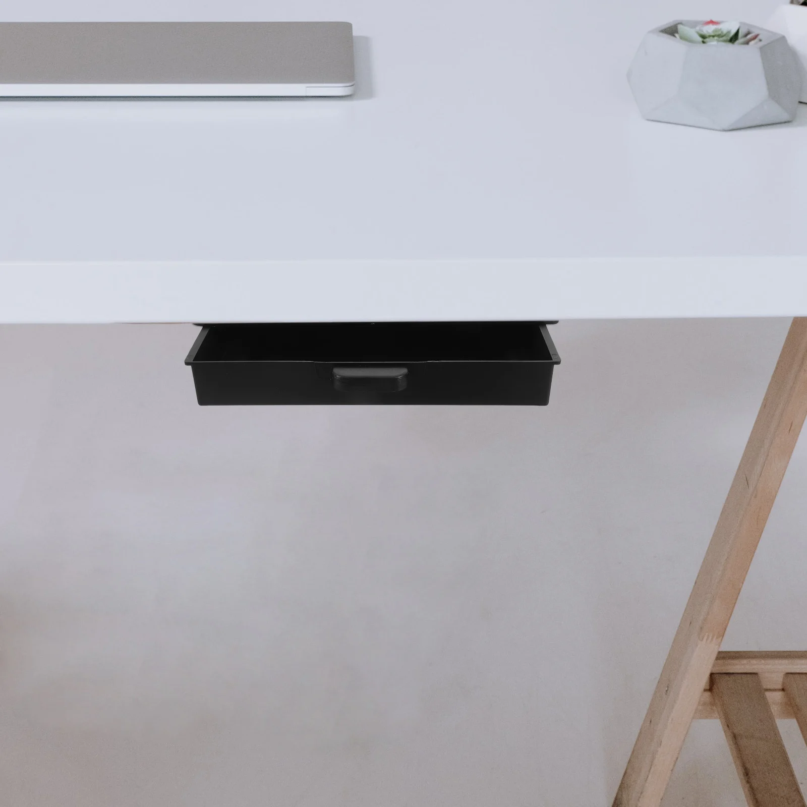 No Drill Adhesive Desk Hidden Slide Out Storage Organizer Large Capacity Home Office Use Under Table Drawer Desktop Organizer