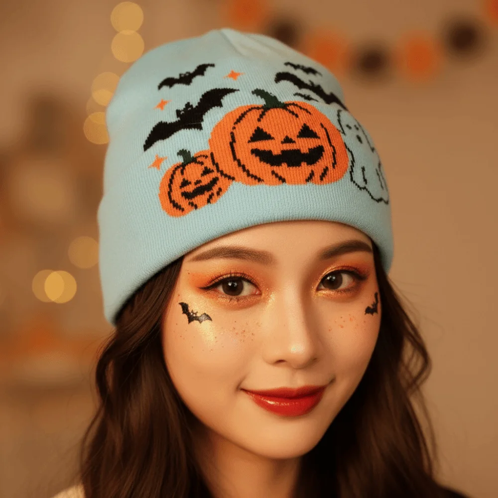 Streetwear Headwear Thermal Halloween Beanie Flexible Breathable Ghost Skullies Windproof Cozy Hip Hop Hat Teens