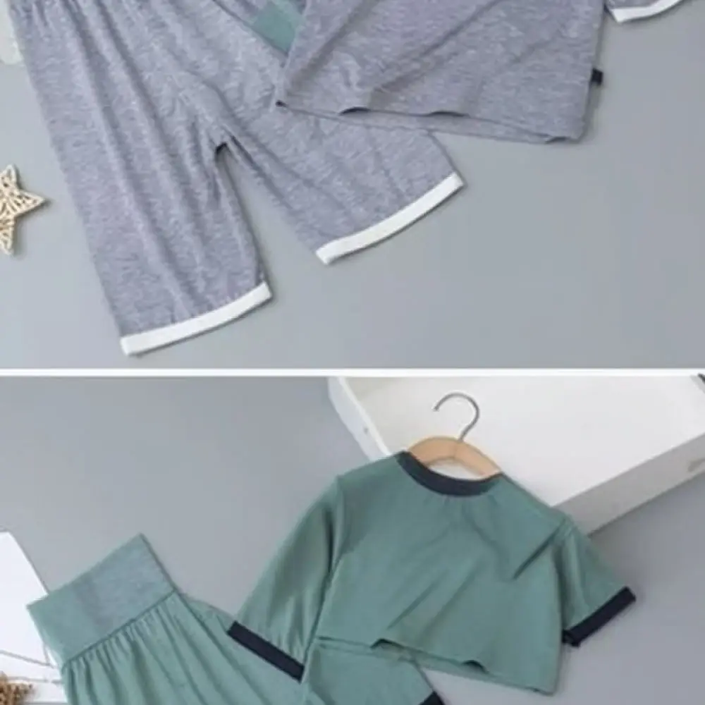 Soft Modal Kids Pajamas Set Summer Thin Breathable Sleepwear Childrens Short Sleeve Home Clothes Girls Boys Loungewear