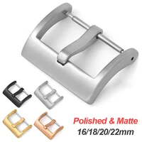 16 18 20 22mm bracelet de montre boucle en métal bracelet solide bouton carré en acier inoxydable mat poli fermoir argent noir boucles de montre 1