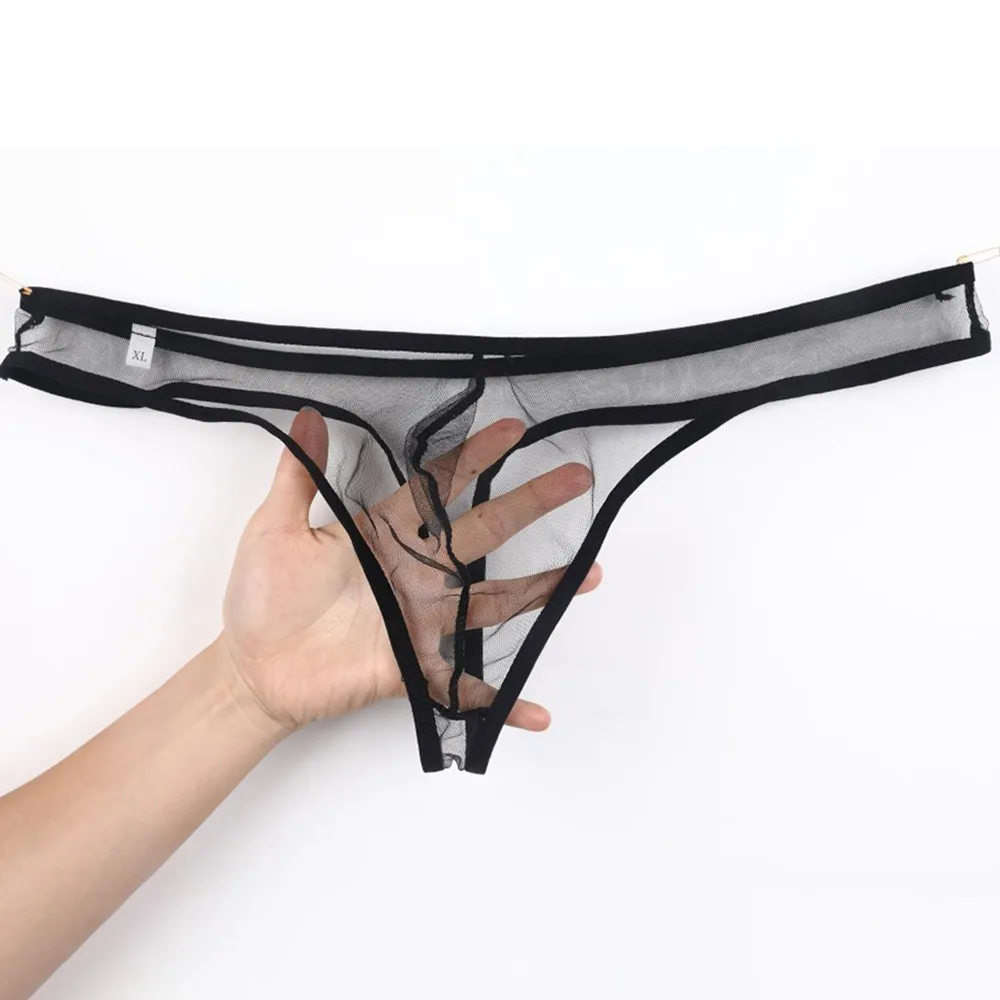 

Low-Waist T-back Thongs G-string Mens Transparent Mesh Underwear Ultra-thin Breathable Panties Man See Through Underpnats