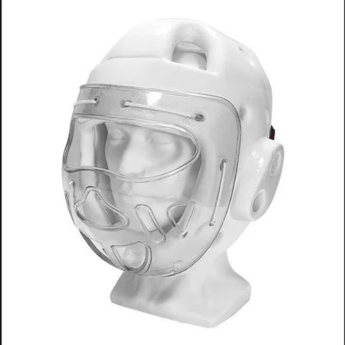 Casco de Karate blanco con máscara, casco de Taekwondo, azul y rojo para niños y adultos, protectores de artes marciales de Judo, protector deportivo, logotipo personalizado