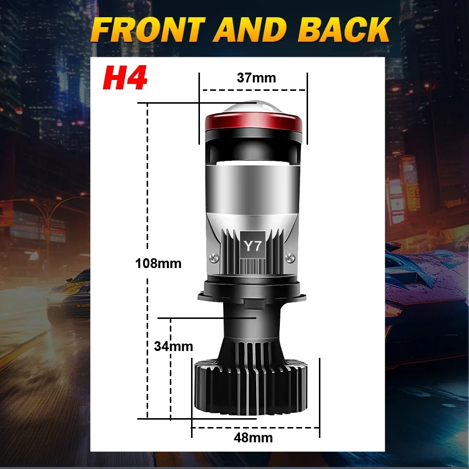 TCYATO Y8 Motorcycle LED Headlights H4 Lens Super Bright Tangent Spotlight Far and Near Integrated LED