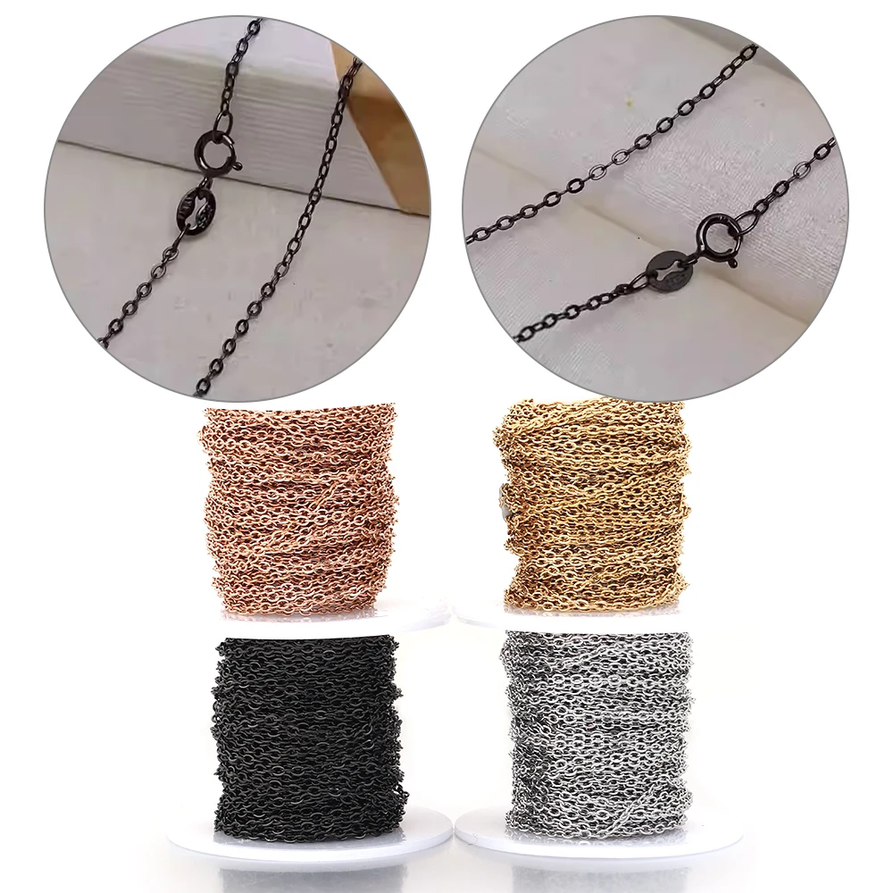 10 ياردة سلاسل الفولاذ المقاوم للصدأ السائبة عبر سلسلة سلك مسطح ربط سلسلة لصنع المجوهرات سوار ذاتي الصنع قلادة ملحقات السلسلة