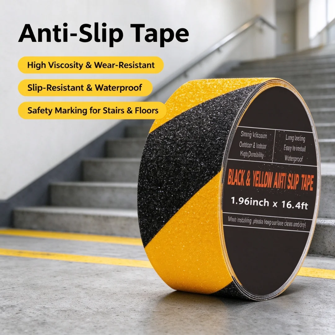 Anti slip tape，waterproof self-adhesive，safety warning tape，wear-resistant，suitable for stairs，walkways，ramps，industrial areas