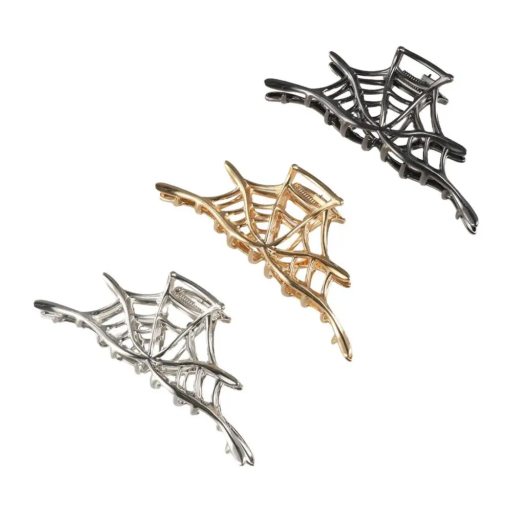 Fashion Alloy Spider Shark Clip Soild Color Headwear Halloween Hair Claw Gothic Style Hollow Metal Hair Clip School