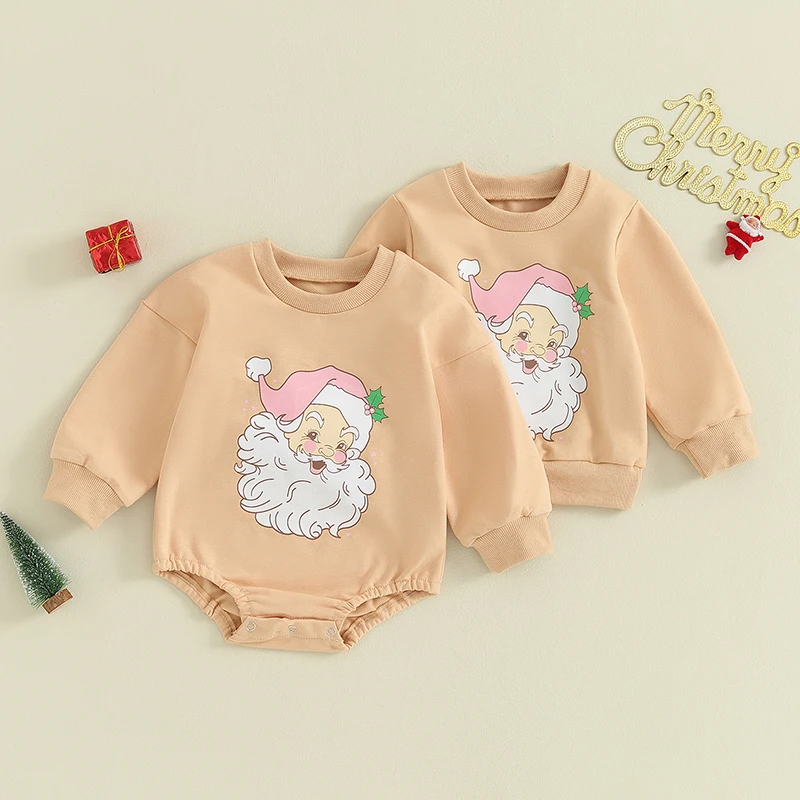 2023-09-05 Lioraitiin 0-24M Toddler Kids Boys Girls Christmas Sweatshirt Romper Santa Claus Printed Long Sleeve Pullover Tops