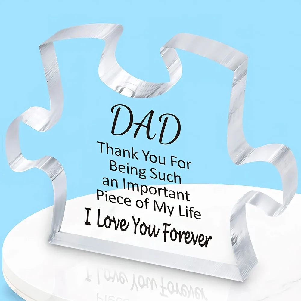 Regalos para papá de hija e hijo, regalos de cumpleaños para el día del padre para papá, rompecabezas grabado, placa acrílica, regalos para papá, cartel de pieza de rompecabezas,