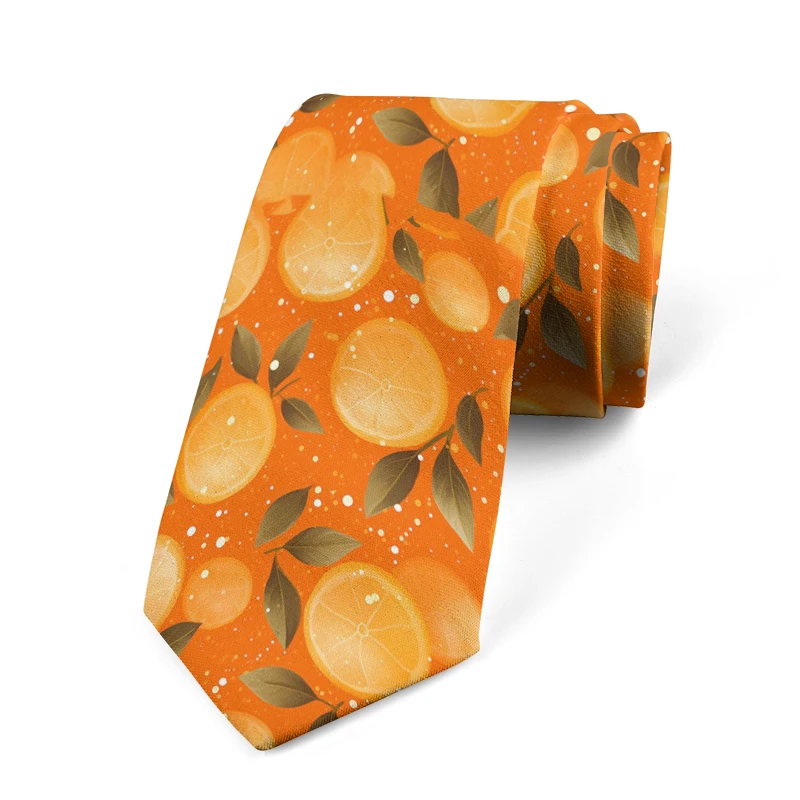 Fashion printed tie casual novel interesting strawberry peach fruit tie wedding party Halloween shirt and gift tie are neutral