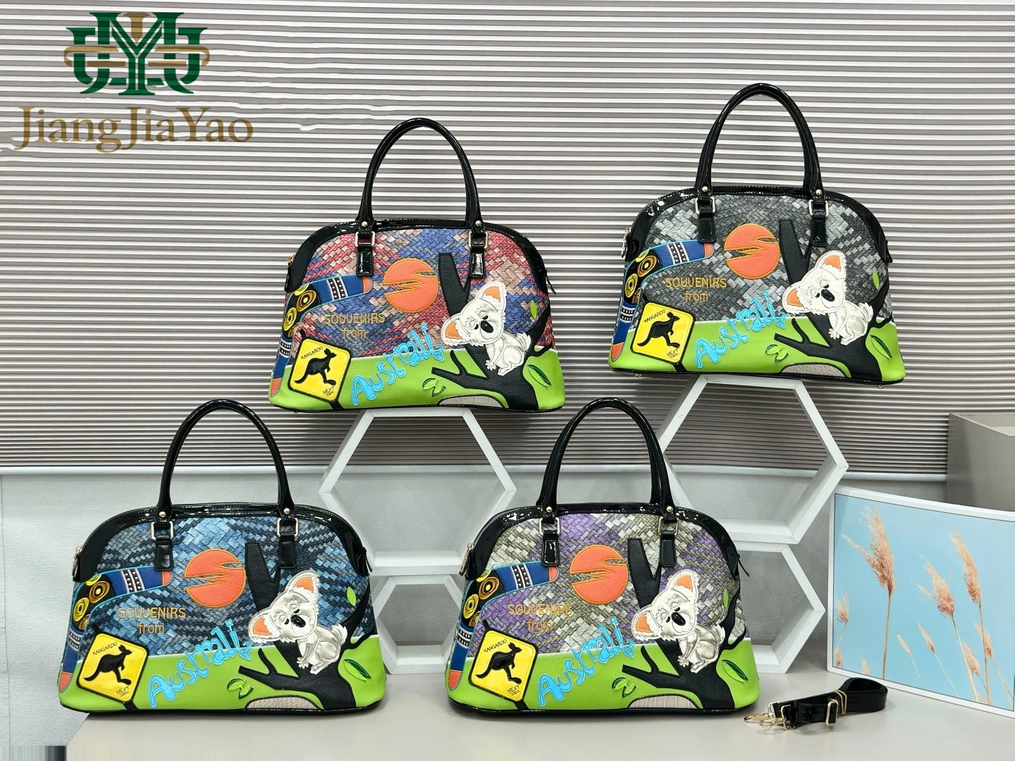 Australian Themed Creative Handbag Women's 3D Embroidered Shoulder Bag Koala Printed Large Capacity Tote Bag Crossbody Bag