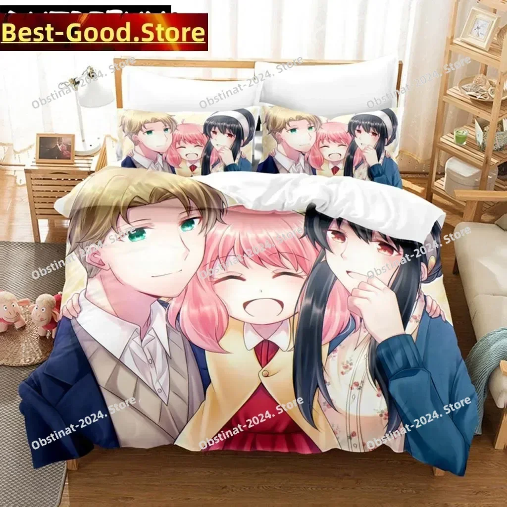 Spy X Family Anime Anya Forger 3D Printing Comforter Bedding Set,Duvet Cover Bed Set Quilt Cover Pillowcase,King Queen Size Kid