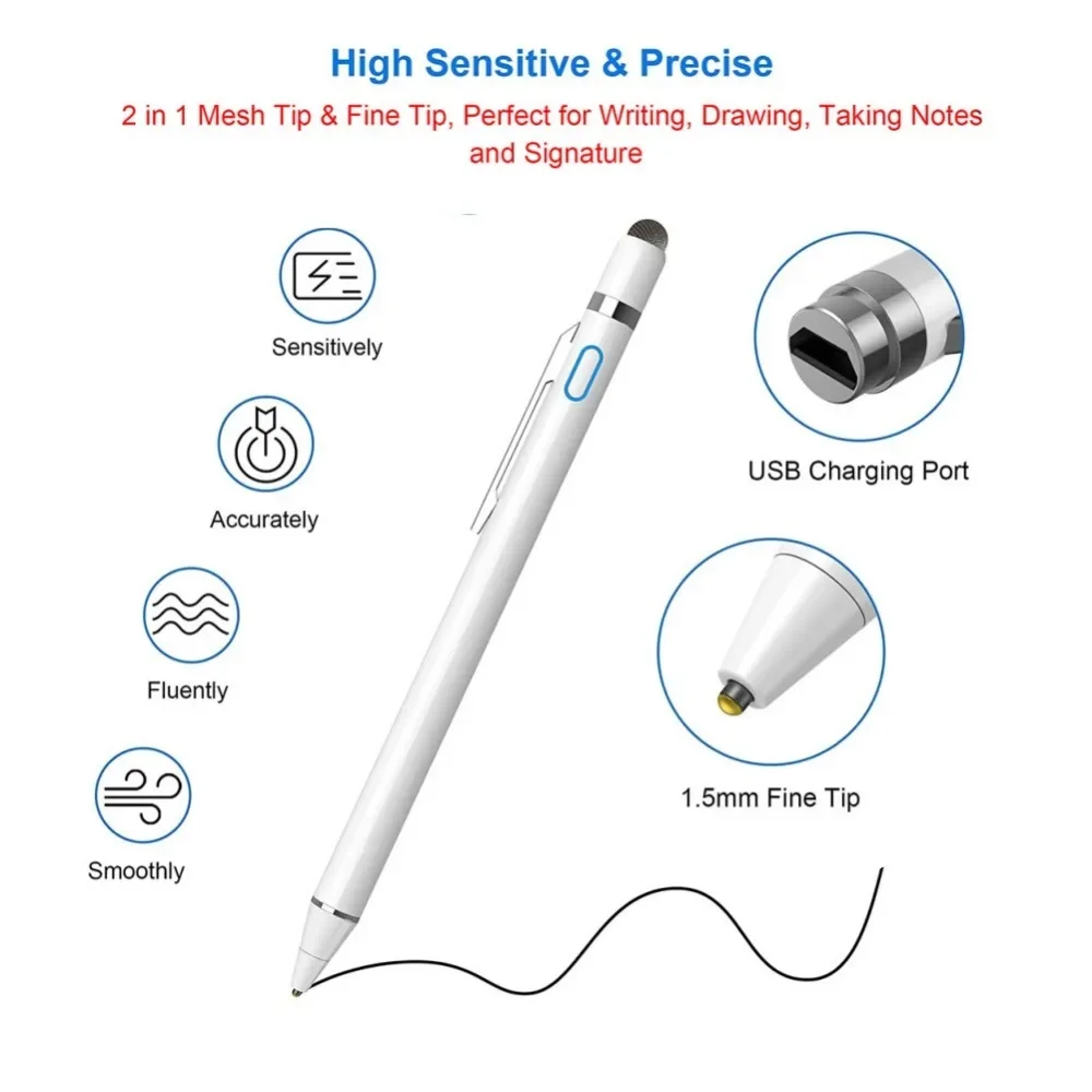 Universal Stylus Pen For IOS Android apple pencil1 iPad Air Pro Pen Touch Pen Suitable for Huawei Xiaomi iPhone with Clip 2 in 1