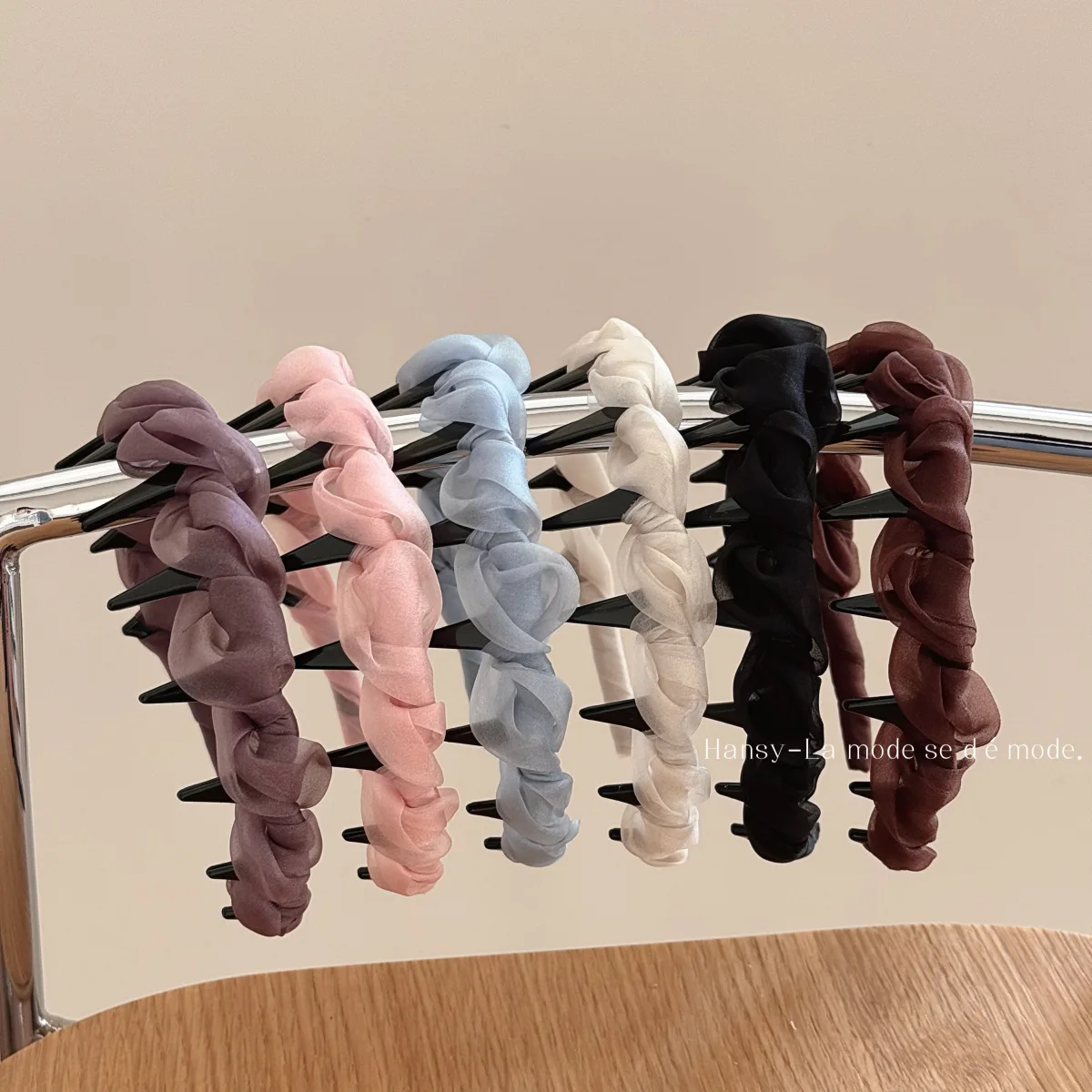 Headband Mesh Fabric Toothed Non Slip Face Slimming Lightweight Comfortable Daily Office Travel Women Hair Accessory
