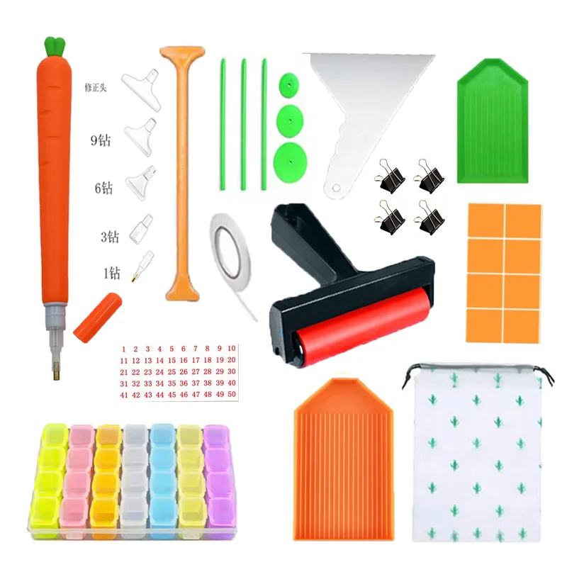 Diamond Embroidery Tools Carrot Pen Painting Accessories Bead Box DIY Plastic Storage Bead Tool Bag Diamond Plastic Tray Kit view 5