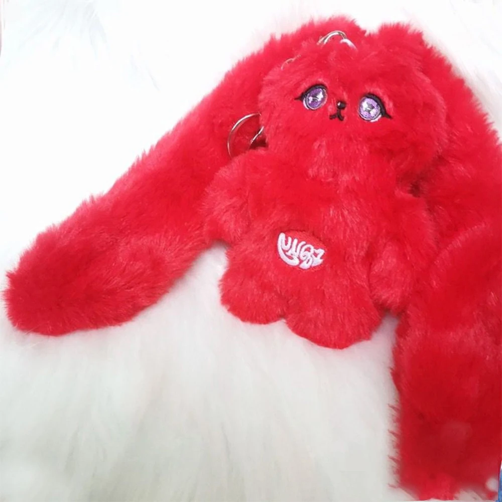 I-DLE YUQI YUQ1 de KPOP, muñeco de peluche de conejo rojo de dibujos animados, llaveros de juguete de animales Kawaii, accesorio para bolso de Fans