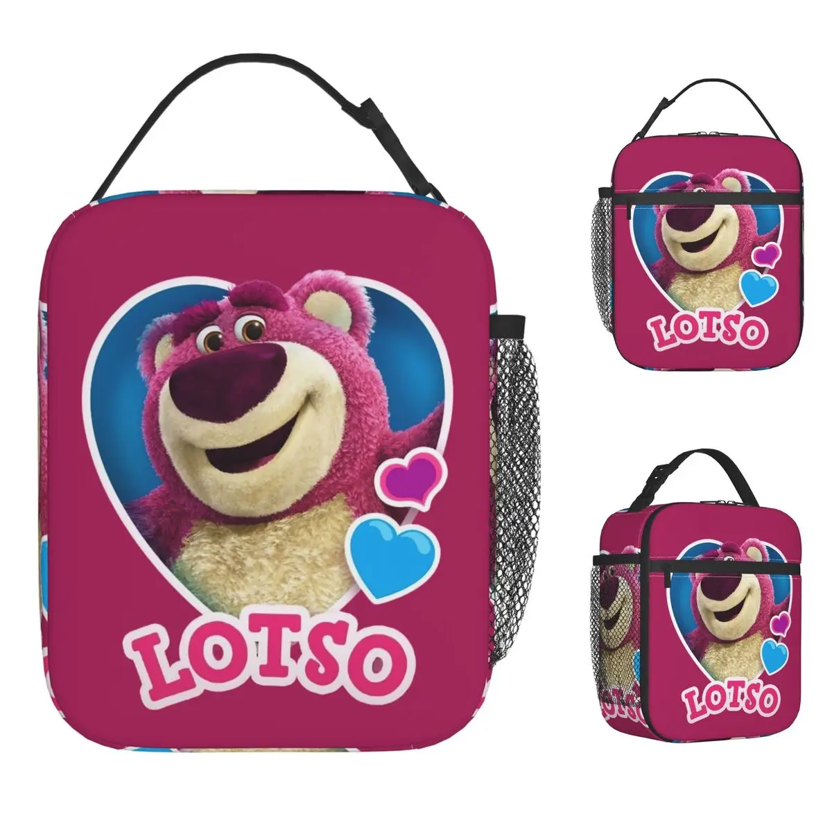 

Лотсо, изолированные сумки для обеда с клубничным медведем, большая вместимость, контейнер для еды, сумка-холодильник, сумка-тоут, ланч-бокс, пляжный пикник для мужчин и женщин