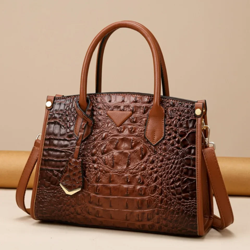 Damska duża torba z górnym uchwytem Vintage krokodyl designerska torba na ramię wysokiej jakości skórzana torba na ramię Messenger podmiejska Sac A Main