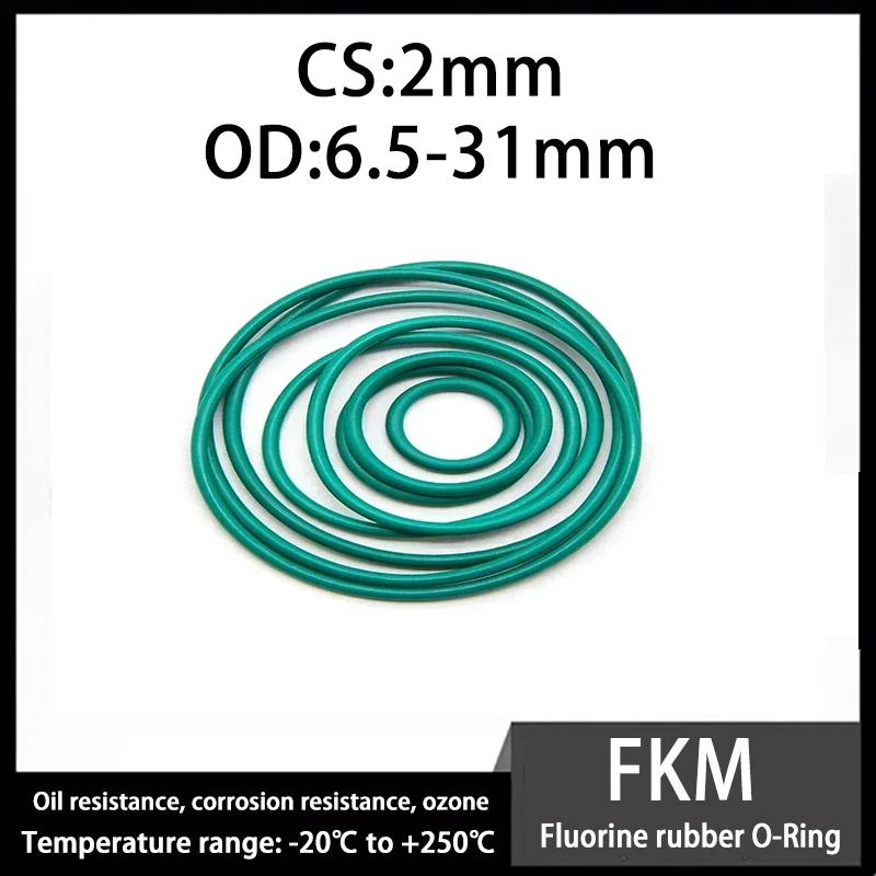 Уплотнительные кольца из фторкаучука FKM высокой прочности (OD6,5-31 мм * CS2 мм), устойчивые к ультрафиолетовому излучению прокладки для наружного использования