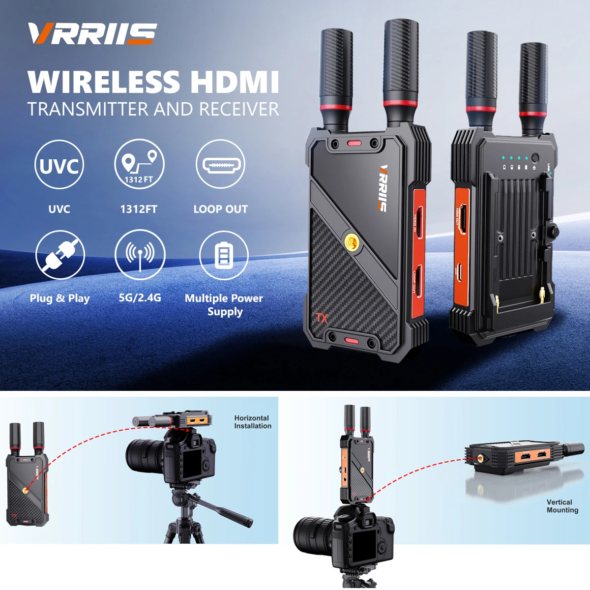 WL082U UVC HDMI Wireless Extender Transmitter Receiver Support Battery Church Wedding Camera Live Streaming Video Capture Record