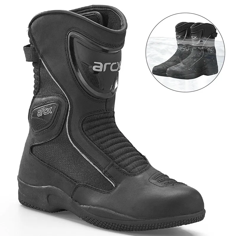 Motorcycle Touring Riding Boots Waterproof Genuine Leather Anti‑fall Protective Motorbike Shoes All Season for Men Women