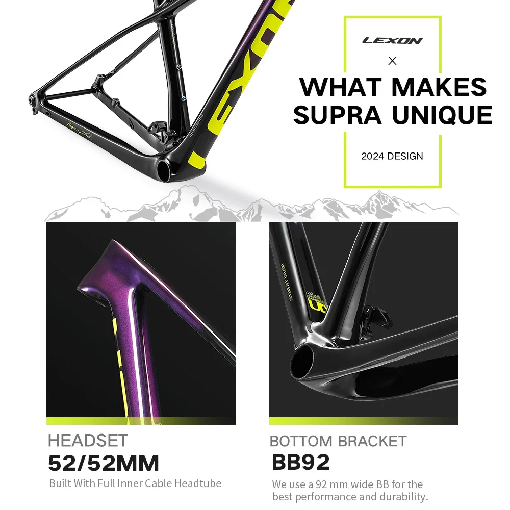 دراجات LEXON UltraLight Carbon T1000 إطار 29er 1010g مع شماعات UDH لإطار سباق محدد مقاس 148 × 12 مم