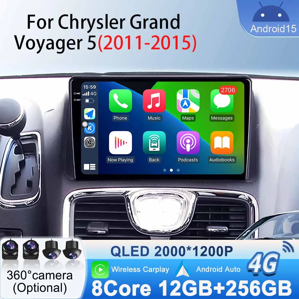 

GPS Navigation for Chrysler Grand Voyager 5 2011 -2015 Android 15 Car Radio Video Player Multimedia Stereo Wireless Carplay Auto