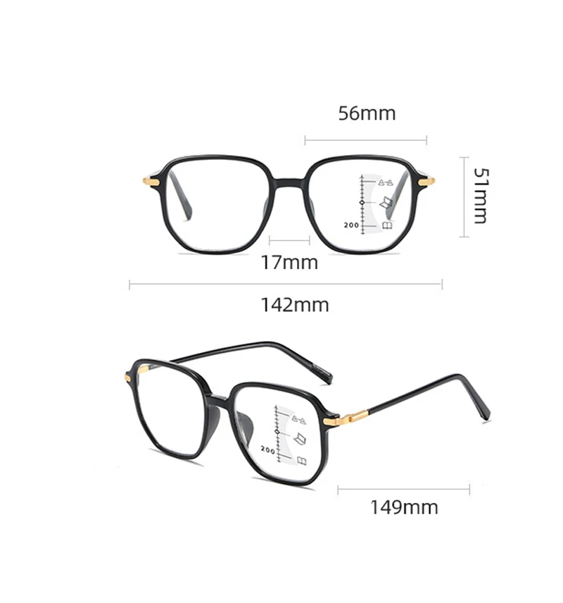 Progressive multifokale Lesebrille, Anti-Blaulicht-Presbyopie-Brille, Nah- und Fernsichtbrille, Hyperopie-Dioptrien bis +4,0 – Detail 9